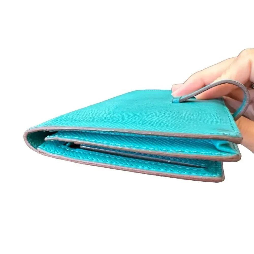 Hermès turquoise Trifold Bearn Wallet